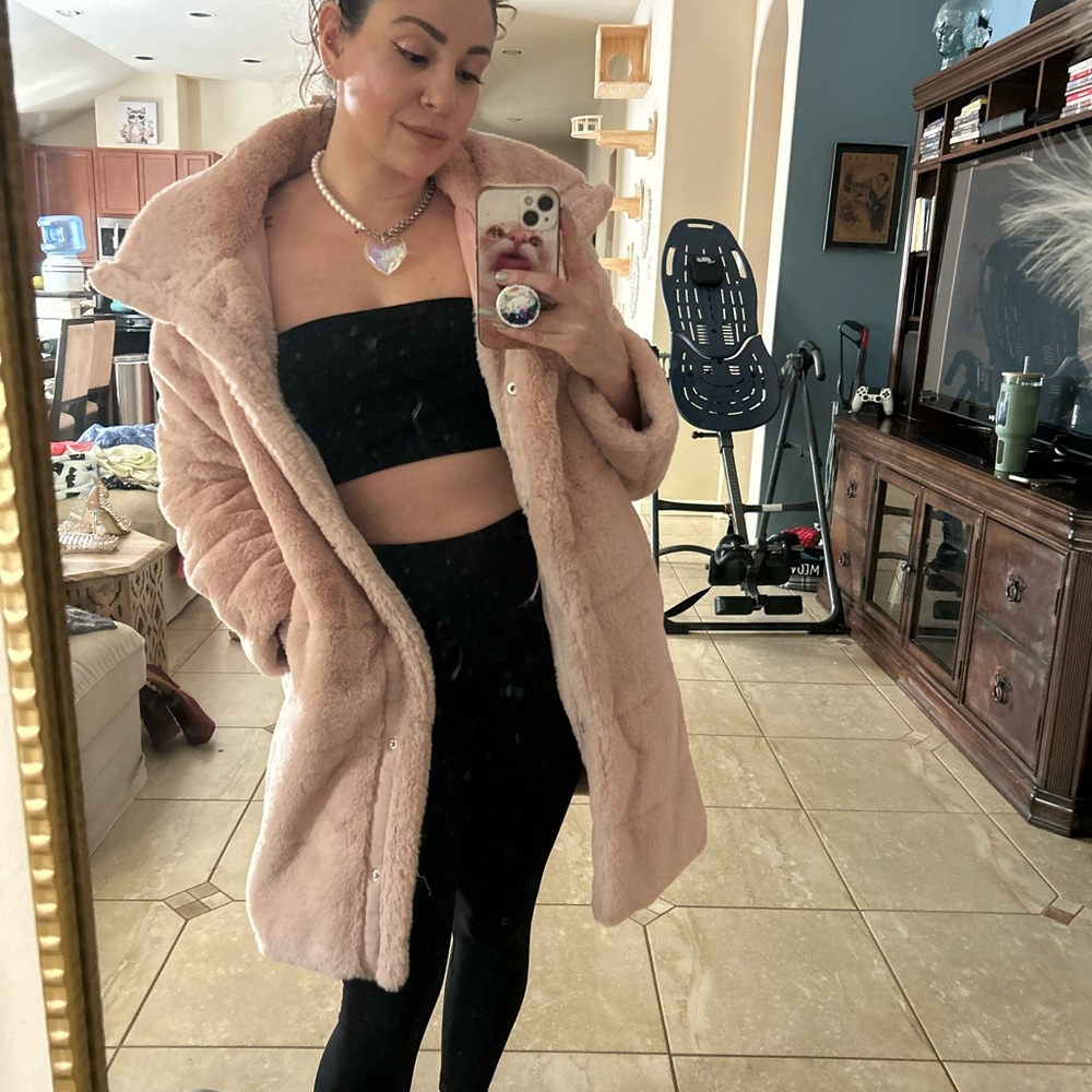 Fluffy baby pink coat